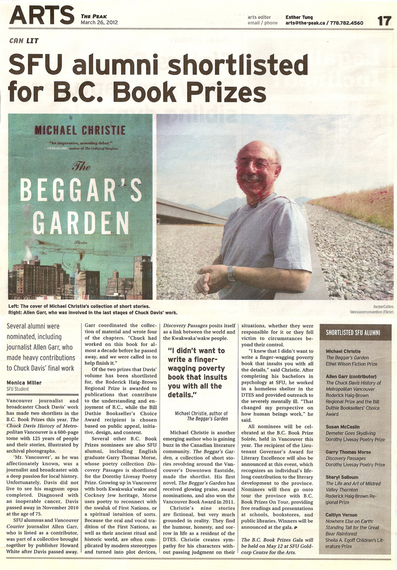The Peak :: SFU alumni shortlisted for B.C. Book Prizes
