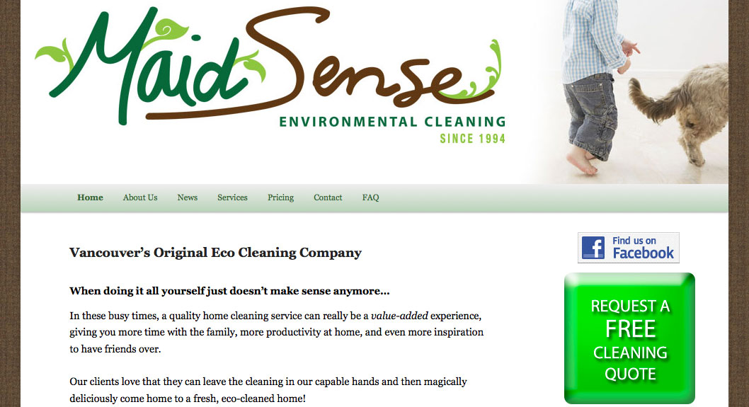 Screenshot of Maid Sense website